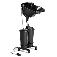 Artist hand Adjustable Portable Shampoo Bowl with Electric Pump, Hair Washing Station,Includes 2 Buckets, Drain Hoses,High-Pressure Sprayer, Foot Pedal Switch