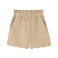 Noomelfish Girls Scalloped Stretch Twill Pull On Shorts with Pockets (5-12 Years)