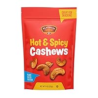 Platinum’s Hot & Spicy Cashews - Plant Based Protein, Fiber, Healthy Snack - Hot & Spicy Flavor - Nutritional Boost - Can Bring at Home, Work, Office, Gym & School - 11 oz Individual & Resealable Pouch