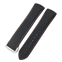 19mm 20mm Rubber Watchband 21mm 22mm for IWC Pilot Mark 18 Spitfire Chronograph IW3270 IW3777 IW5010 Curved end Watch Strap (Color : Red, Size : 20mm)