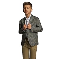 Men’s and Boys Tweed Houndstooth Green Blazer, Father-Son Attire for Formal Occasions