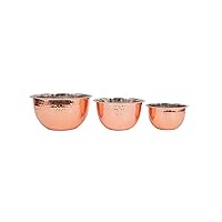 Creative Co-Op Hammered Stainless Steel Bowls in Copper Finish (Set of 3 Sizes)