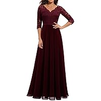 Wedding Guest Dresses for Women Summer Sexy 3/4 Sleeve V Neck Lace Splicing Prom Dress Formal Evening Party Gowns