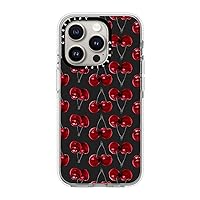 CASETiFY Clear Case for iPhone 15 Pro [Not Yellowing / 6.6ft Drop Protection/Compatible with Magsafe] - Pattern Prints - Modern Cherries Red and Gray - Clear