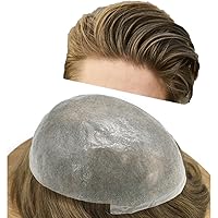 Toupee for Men Hair System Replacement 0.03mm Ultra Thin SKin V-Loop Mens Hairpiece Natural Hairline Wig for Men 8