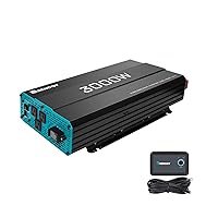 3000W Pure Sine Wave Inverter 12V DC to 120V AC Converter for Home, RV, Truck, Off-Grid Solar Power Inverter with Built-in 5V/2.1A USB, AC Hardwire Port, Remote Controller