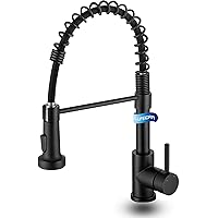 LUFEIDRA Black Kitchen Faucet with Sprayer-High Arc Kitchen Faucets Single Hole 304 Stainless Steel Kitchen Sink Faucet, Efficient Cleaning Faucet for Bar Sink Commercial Modern rv, Matte Black