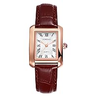 Couple Square Leather Watches: Retro Analog Quartz His and Hers Wristwatch for Men Women Lovers - Men's and Womens's PU Leather Watch