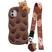 SGVAHY Kawaii Phone Cases for iPhone 14 Pro Max Case with Lanyard Keychain iPhone 14 Pro Max Case Cute Cartoon Bear Cookie Phone Case Soft Silicone Shockproof Protective Case for Women Girls