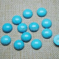 Adabus 50 Pieces/Lot, Blue Turquoisee Stone Cabonchon DIY Beads Accessories Size 16mm Coin Shape