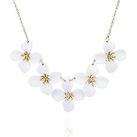 POMINA Floral Flower Bib Necklace Fashion Statement Floral Collar Short Necklace for Women, Flower Earrings