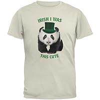 Animal World ST. Patricks Day - Irish I Was This Cute Panda Natural Adult T-Shirt