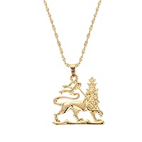 BR Gold Jewelry Ethiopian Lion Pendant Necklaces Chain Women Africa Ethiopia Lion Necklace