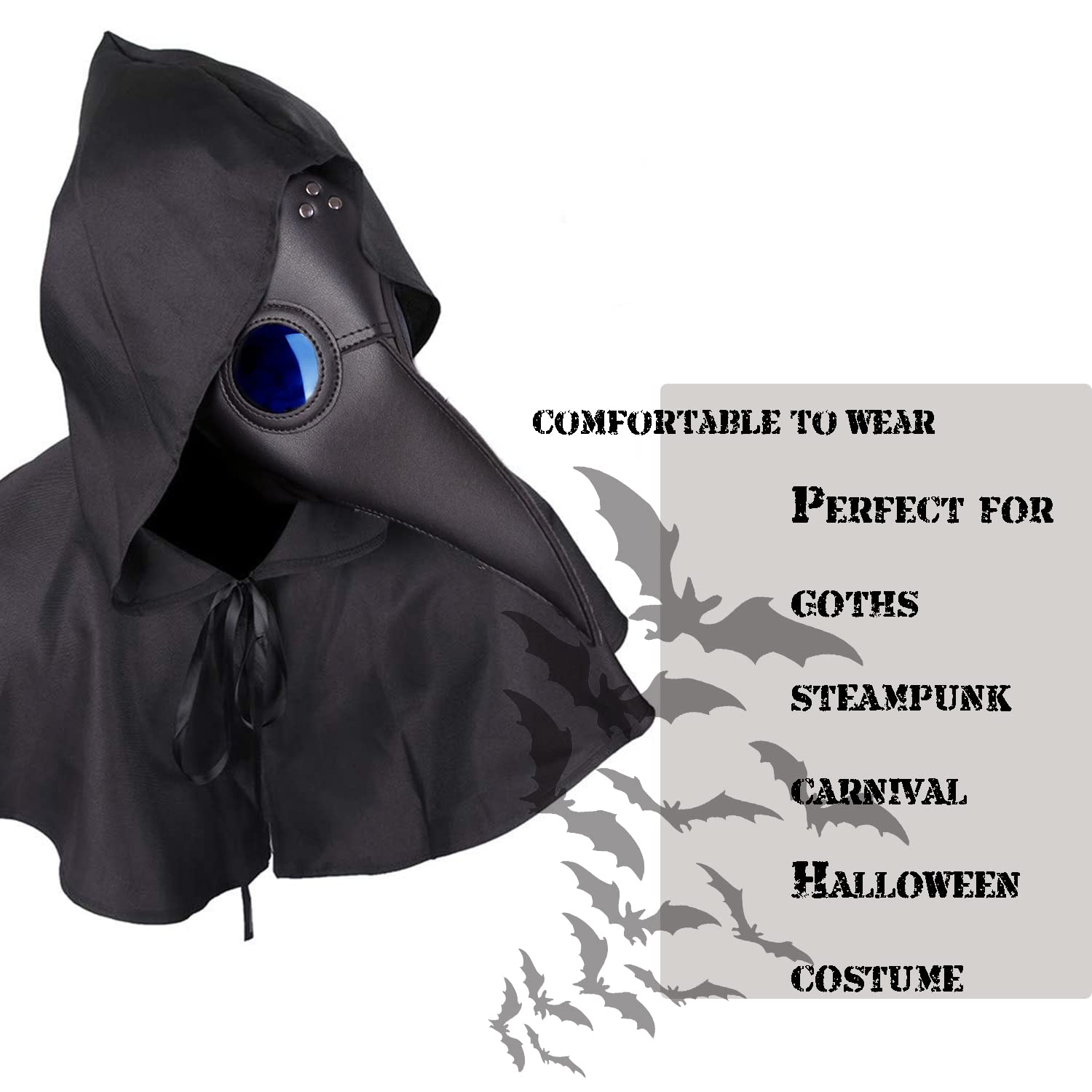 Raxwalker Plague Doctor Mask Retro Leather Steampunk Halloween Costume Long Nose Bird Beak Cosplay Props