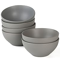 famiware Ceramic Bowls for Kitchen, Cereal Bowls Set of 6, Bowls for Cereal, Soup, Oatmeal, Rice, Pasta, Salad - Dishwasher & Microwave Safe, Dark Grey…