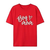 Boy Mom Shirt for Women Mom Shirts Mother Gifts T Shirt Mom of Boys Funny Tops Tees
