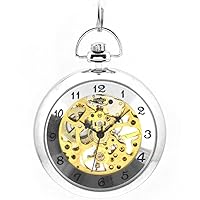 Silver Hollow Skeleton Steel Mechanical Movement Pocket Watch Without Cover