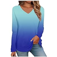 Valentines Day Gifts for Her,Long Sleeve Tops for Women V Neck Printed Fashion Summer Y2K Blouse Casual Loose Fit Oversized Tunic T Shirts Valentines Day Gifts for Her