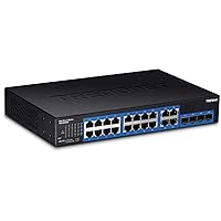 20-Port Gigabit Web Smart Switch, 16 x Gigabit Ports, 4 x shared Gigabit Ports (RJ-45/SFP), VLAN, QoS, LACP, IPv6 Support, 40 Gbps Switching Capacity, Lifetime Protection, TEG-204WS,Black
