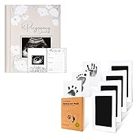 KeaBabies Pregnancy Journal, Pregnancy Announcements and 4-Pack Inkless Hand and Footprint Kit - 80 Pages Hard Cover Pregnancy Book For Mom To Be Gift - Ink Pad for Baby Hand and Footprints