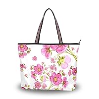 My Daily Women Tote Shoulder Bag Watercolor Spring Flowers Handbag