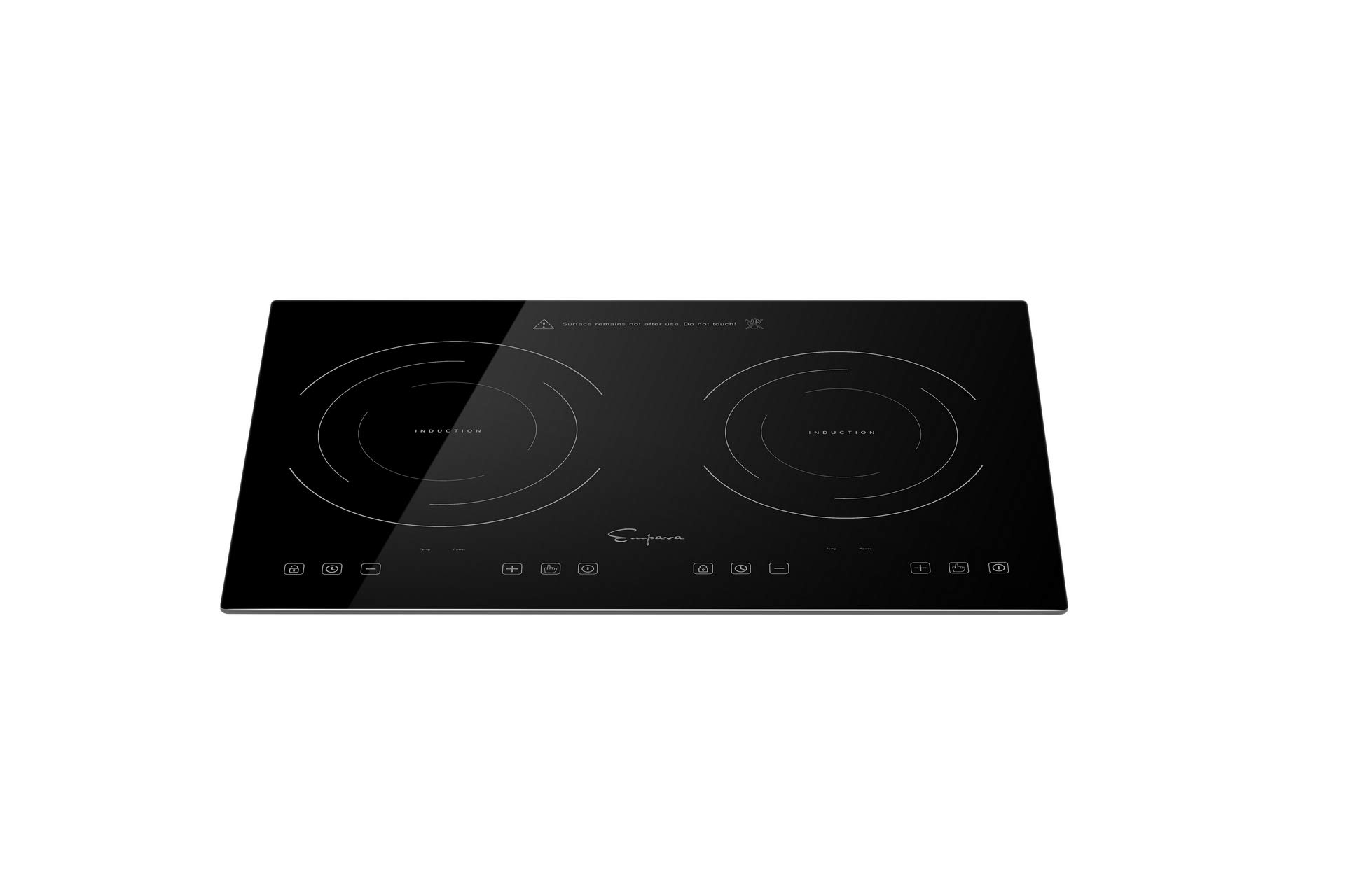 Empava IDC12B2 Horizontal Electric Stove Induction Cooktop with 2 Burners in Black Vitro Ceramic Smooth Surface Glass 120V, 12 Inch