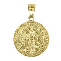 10k Gold Dc Unisex Saint Benedict Height 20.8mm X Width 14mm Religious Charm Pendant Necklace Jewelry Gifts for Women
