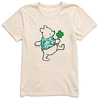 Life is Good Women's Short Sleeve Crusher Crew Neck Winnie with Clover Graphic T-Shirt