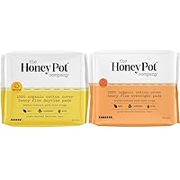 The Honey Pot Company - Daytime & Overnight Heavy Flow Bundle - Organic Pads for Women - Infused w/Essential Oils for Cooling Effect, Cotton Cover, and Ultra-Absorbent Pulp Core - Feminine Care - 28ct