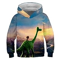 3D Printed Novelty Hoodies for Boys Girls Jurassic Dinosaur Pullover Winter Casual Sweatshirt with Hooded