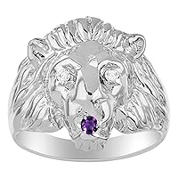 Rylos Mens Rings Sterling Silver Lion Head Ring Genuine Diamonds & Precious Stones All Diamond, Emerald, Ruby Or Sapphire Rings For Men Men's Rings Sizes 6,7,8,9,10,11,12,13 Mens Jewelry