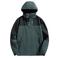 Fashion Casual Color Block Raincoat for Women Waterproof Outdoor Lightweight Hooded Jacket Loose Trench Coats