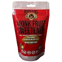Hula Girl Monk Fruit Sweetener 100% Organic Monk Fruit Juice Powder Extract, No Erythritol, Zero Calories and Carbs, Keto and Diabetic-Friendly, Net Wt. 7oz (200grams) pouch