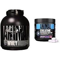 Animal Whey Isolate Whey Protein Powder – Isolate Loaded for Post Workout and Recovery & Creatine Chews Tablets - Enhanced Creatine Monohydrate with AstraGin to Improve Absorption