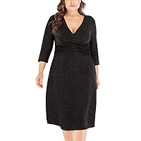 Women's Plus Size Party Dress (Black, 5XL)