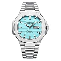Vintage Stainless Steel Wrist Watch Men Sapphire Crystal Japanese Automatic Self-Winding Mechanical Business Wristwatch Man Waterproof Calendar Week Luminous Clock