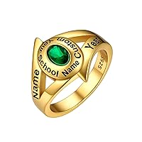 Custom4U Personalized Class Rings for Women Men 925 Sterling Silver Customized High School College University Women's Graduation Birthstone Ring Class of 2024 Graduation Jewelry Gifts
