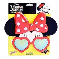 Sun-Staches Minnie Mouse Heart Sunglasses | Disney Iconic Red Bow Costume Accessory | UV 400 | One Size Fits Most