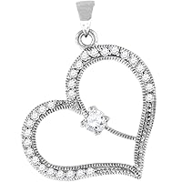 GNS Sterling Silver Heart Cubic Zirconia Pendant