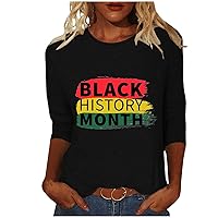 Women Black History Month Shirt One Love Letter Print Tee Tops American African Black Pride Graphic 3/4 Sleeve Tees