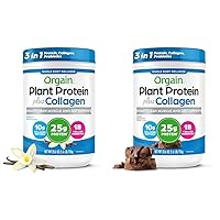 Orgain Protein Powder + Collagen, Vanilla Bean & Creamy Chocolate Fudge - 25g Protein, 10g Collagen Peptides, 1B Probiotics - 1.6lb Each