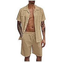 Mens 2 Piece Outfits Summer Casual Muscle Short Sleeve Tees Shirts And Classic Fit Sport Shorts Set Tracksuit