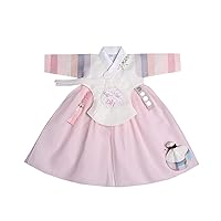 Girl Baby Hanbok First Birthday Party Celebration Korean Traditional Costumes Ivory Bright Pink 100th days-10 Ages