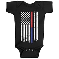 Threadrock Baby Boys' Thin Red Blue Line American Flag Infant Bodysuit