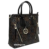 monogrammed brand signature zippers pockets shoulder L Bag handbag designer