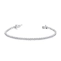 La4ve Diamonds Tennis Bracelets for Women - 1.00-3.00 Carat Round Cut Lab Grown Diamond Tennis Bracelet (J, VS-SI) in 10K White Gold | Fine Jewelry for Girls Mom | Gift Box Included