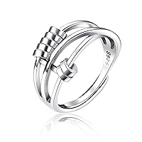 Anxiety Ring, Fidget Ring Anxiety Rings for Women Spinner Ring, Silver Plated Fidget Rings for Anxiety Stress Reliever Spinner Rings, Adjustable Rings for Women Men, Jewelry Gift for Women Girls