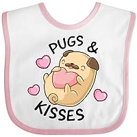 inktastic Valentines Day Pugs & Kisses with Hearts Baby Bib