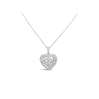The Diamond Deal 18kt White Gold Womens Necklace Heart Shaped VS Diamond Pendant 0.64 Cttw (16 in, 2 in ext.)