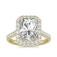10K 14K 18K Solid Gold 4 Carat Radiant Cut Moissanite Ring Engagement Wedding Rings for Women Anniversary Promise Gift for Her in White Gold Yellow Gold Rose Gold (D Color, VVS1, 4CTW)